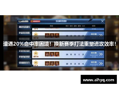 遭遇20%命中率困境！换新赛季打法重塑进攻效率！